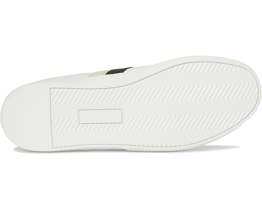 Кроссовки Lauren Ralph Lauren Janson II Color-Blocked Leather Sneakers, цвет Snow White/Black/Sand Dune — фото 3