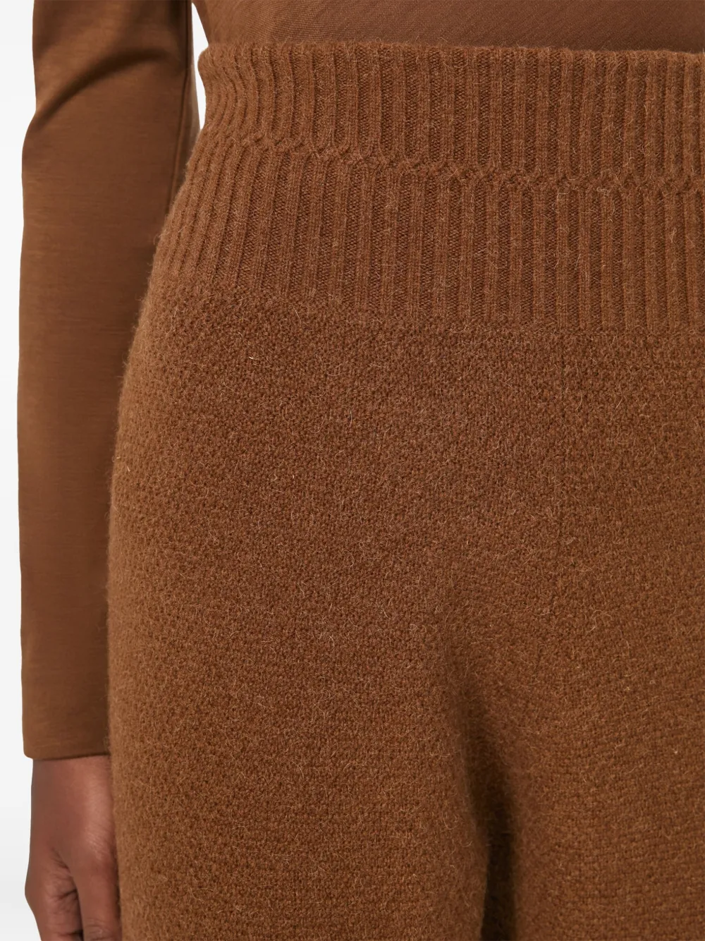 Трикотажные брюки с завышенной талией MAX MARA, коричневый — фото 3
