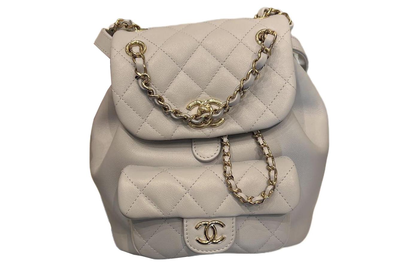 

CHANEL Сумка рюкзак женская малая кремово голубая