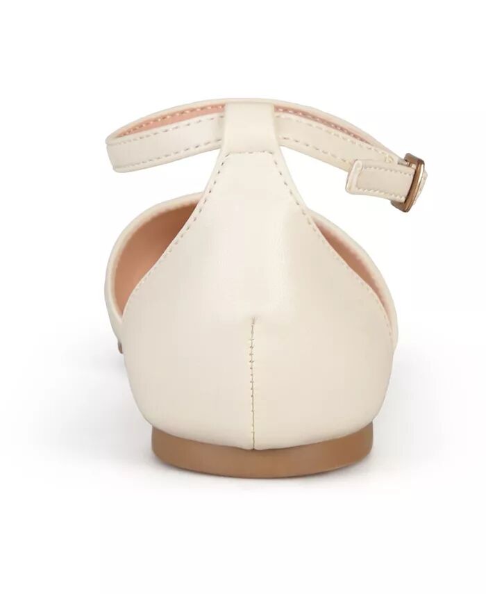 Женские туфли Reba Ankle Strap Pointed Toe Flats Journee Collection, коричневый/бежевый — фото 3