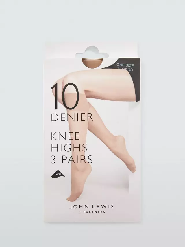 

Тайтсы John Lewis 10 Denier Knee-High 3 шт, цвет almond