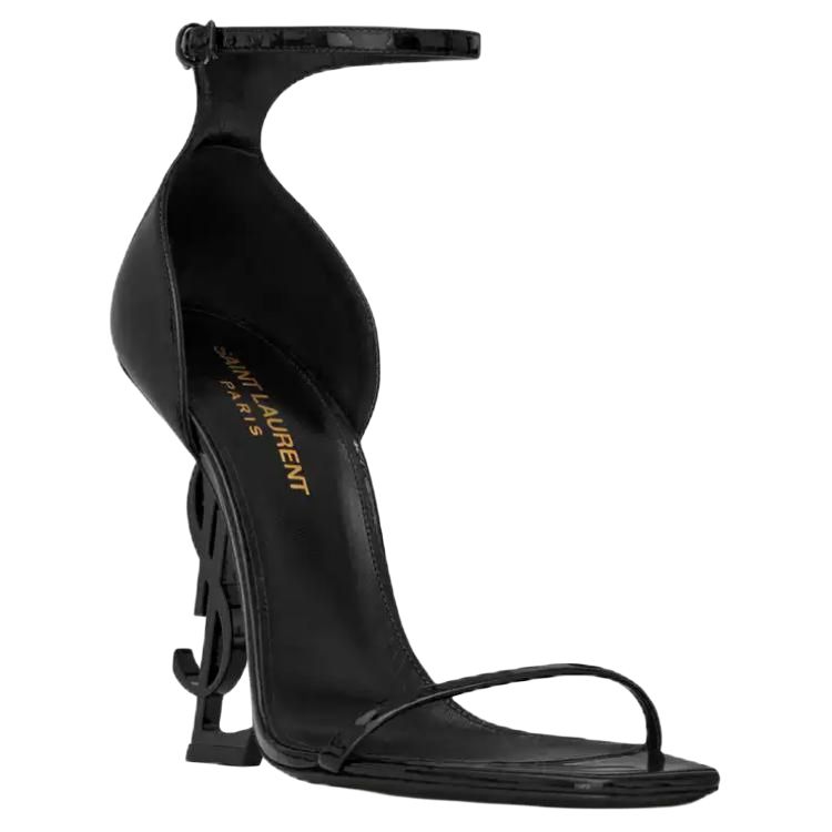 Saint Laurent Сандалии OPYUM с одним ремешком, 11 см, женские, черный — фото 4