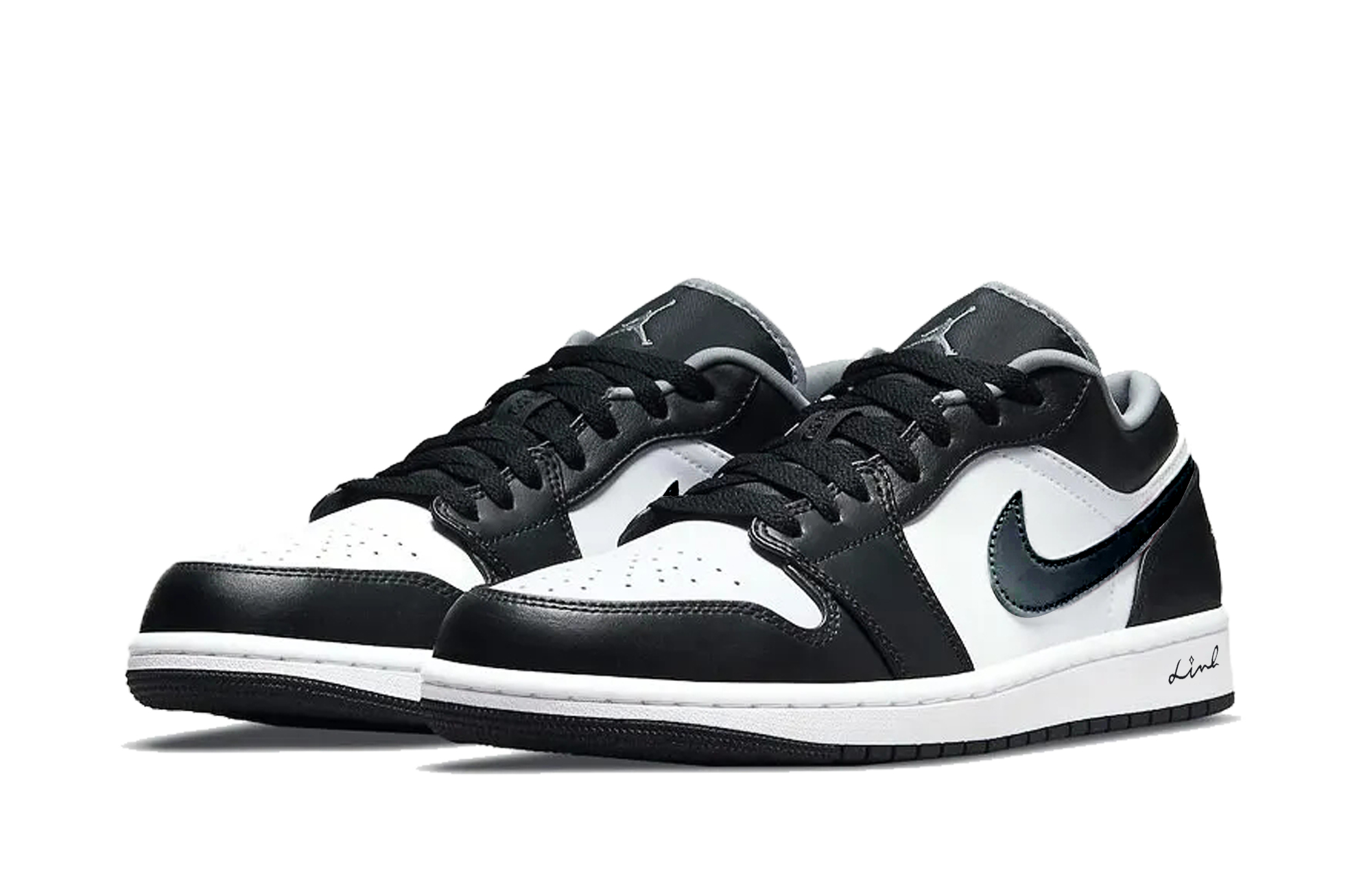 Jordan Air 1 Panda Low top Vintage баскетбольные кроссовки Unisex черные белые — фото 4