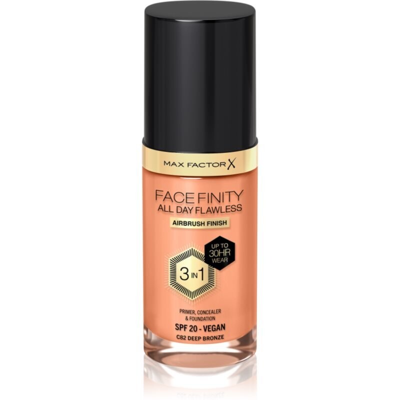 

Max Factor, Facefinity All Day Flawless, стойкая тональная основа Spf 20, оттенок C82 Deep Bronze, 30 мл