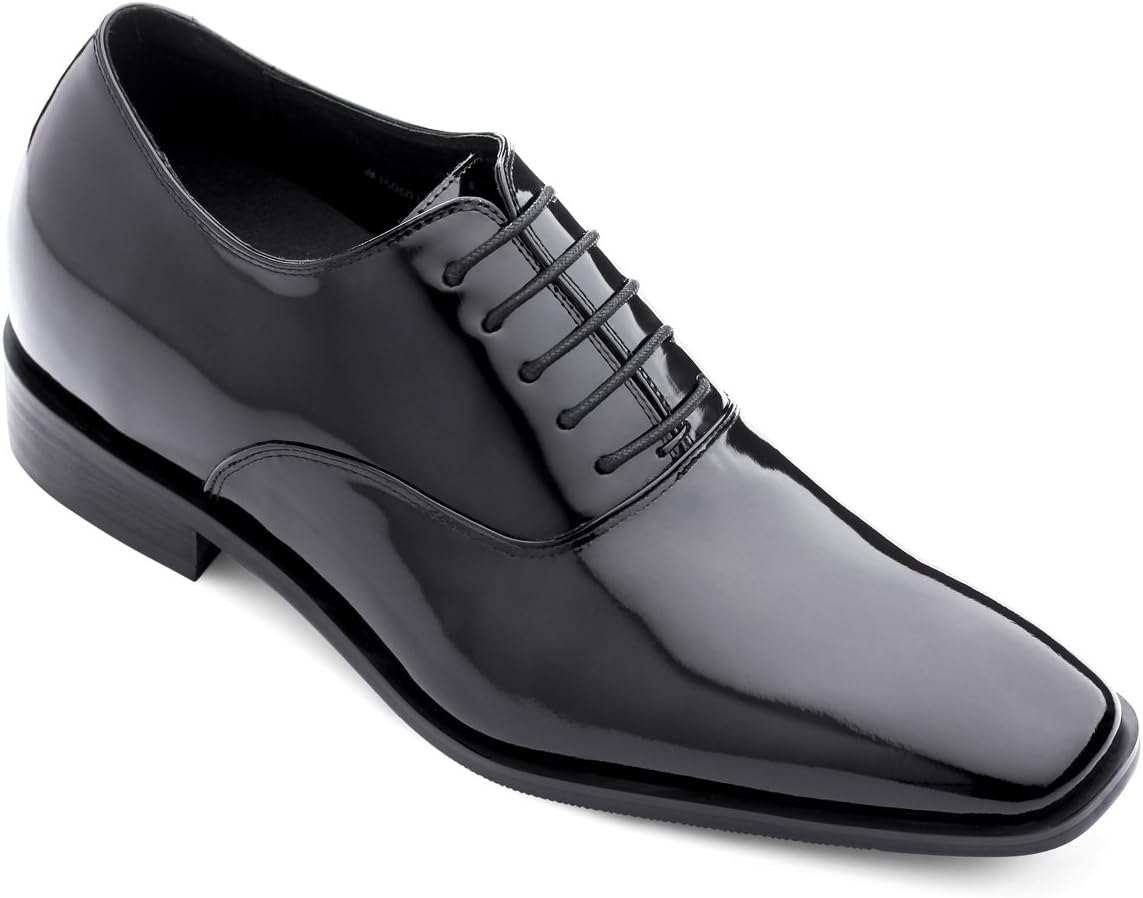 

Мужские невидимые увеличивающие рост туфли TOTO - черная лакированная кожа, шнуровка, классические оксфорды - на 7,5 см выше - H6532B - размер 10 D(M) US No Brand, черный