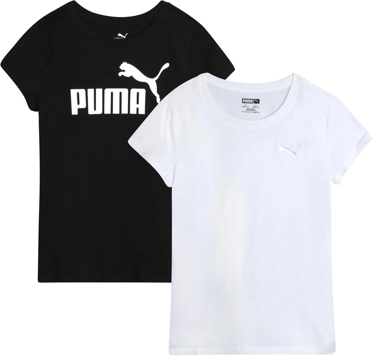 Футболка PUMA, 2 шт., логотип, белый/черный