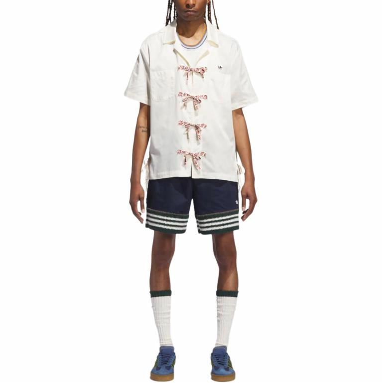 Рубашка adidas x Clot Bowling Shirt 'Cream White' — фото 4