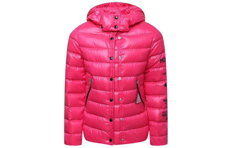 Детская пуховая куртка Moncler, розово-красная — фото 2