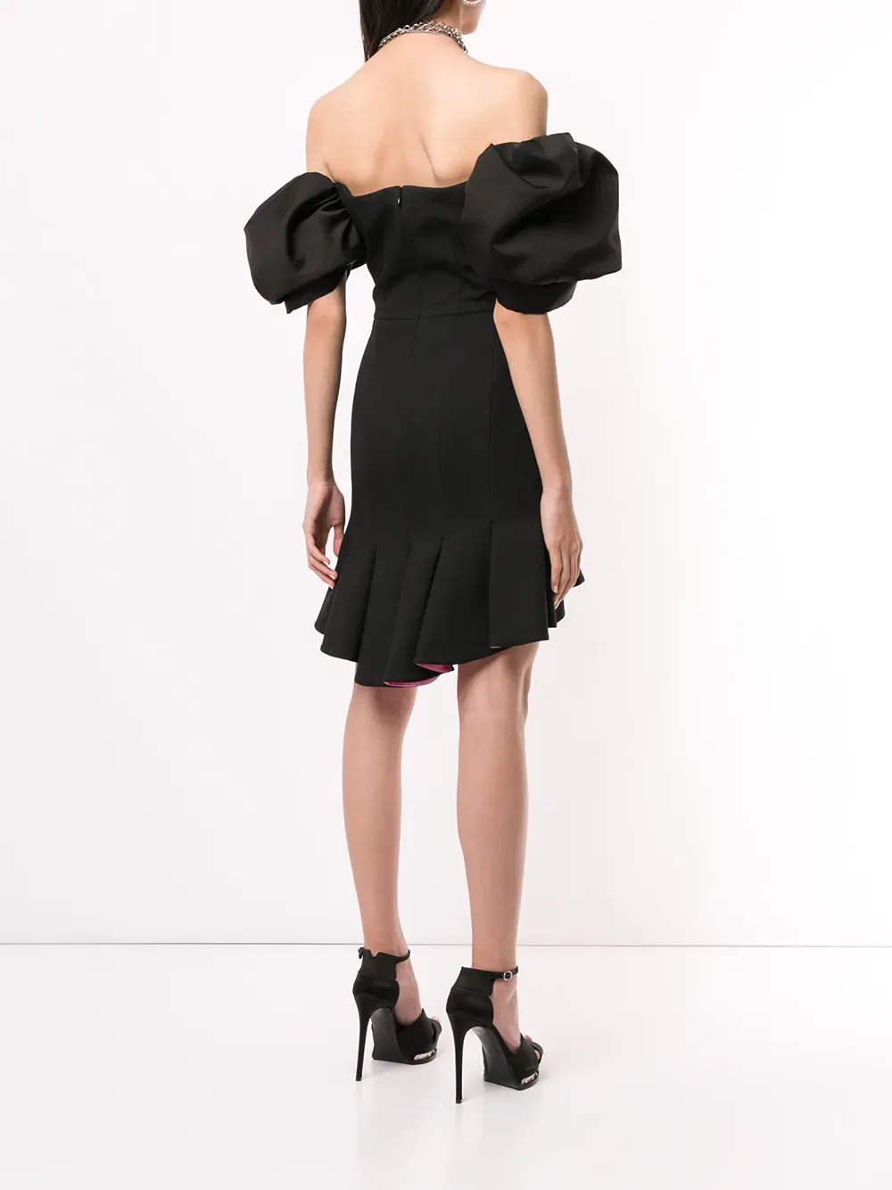 Платье с баской и открытыми плечами Alexander Mcqueen, черный — фото 4