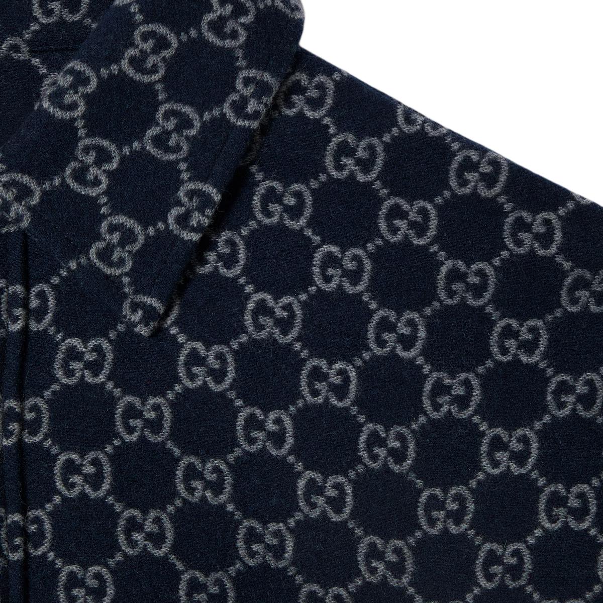 Рубашка из ворсистой фланели Gg Gucci, синий — фото 3