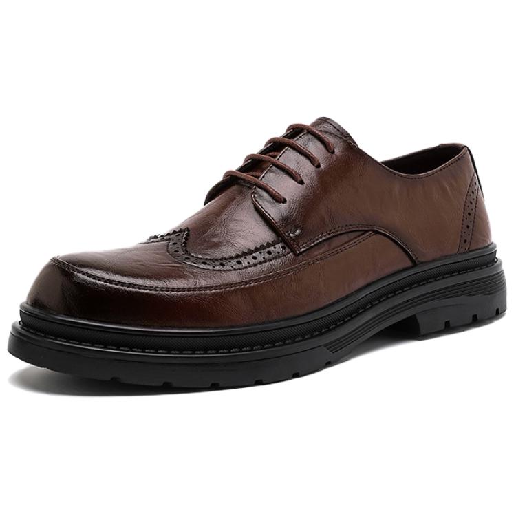 

WEISHIBANGWEI Мужские повседневные кожаные туфли Casual Leather Shoes - коричневые, увеличивающие рост, цвет Brown Height Increasing