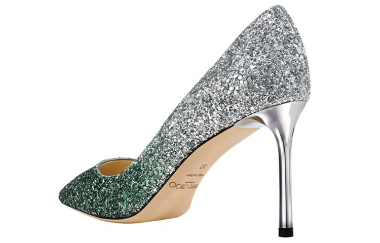 ROMY 85 Slim Heel Высокие каблуки Женские Серебристо-зеленые Jimmy Choo — фото 4
