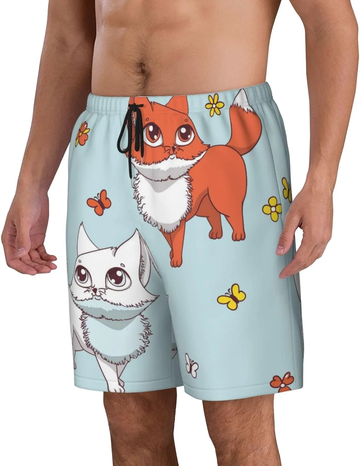 Мужские пляжные шорты Foxes, мужские плавки, пляжные шорты с карманами, купальники Generic, черный — фото 2