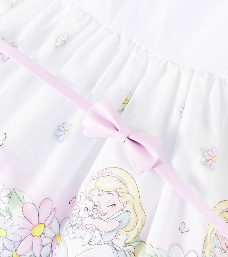 Платье Disney baby из хлопка с принтом Monnalisa, Bianco + Rosa Fairytale — фото 3