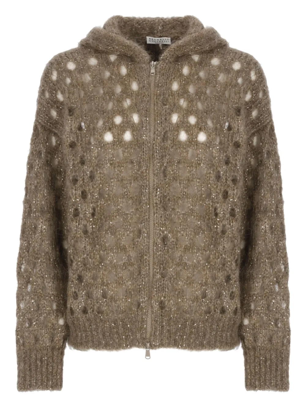 

Кардиган с капюшоном и пайетками Brunello Cucinelli, коричневый