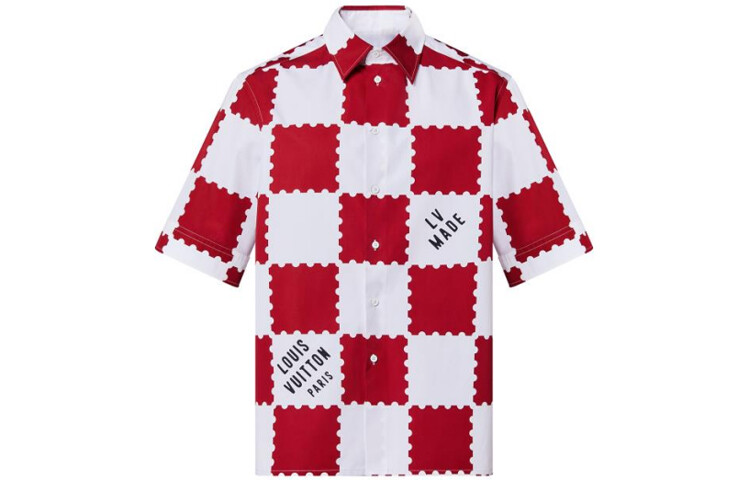 

Новые квартальные продукты LV Shirt Men Red And White Louis Vuitton, красный