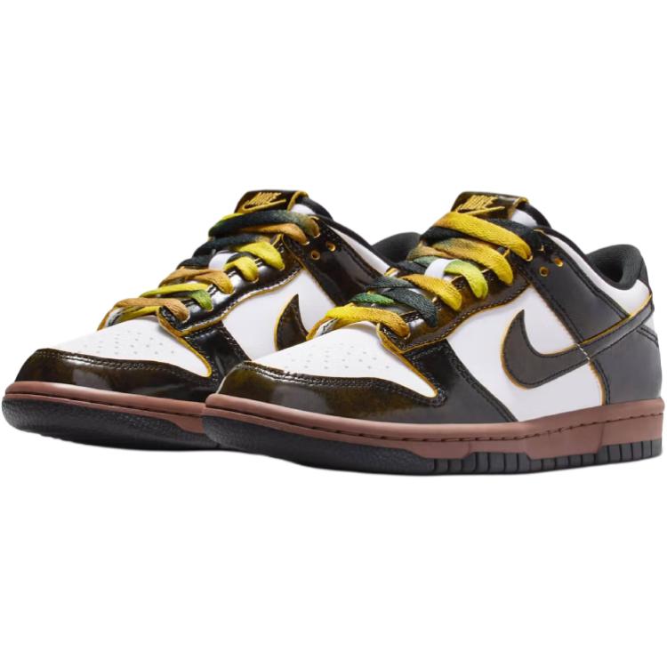 Nike Dunk устойчивые к истиранию низкие детские скейтбординг кроссовки white/black/animal brown для подростков — фото 4