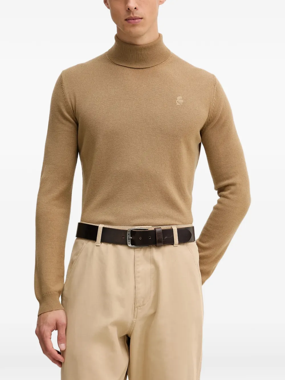 

Свитер с воротником-стойкой и логотипом Karl Lagerfeld, коричневый