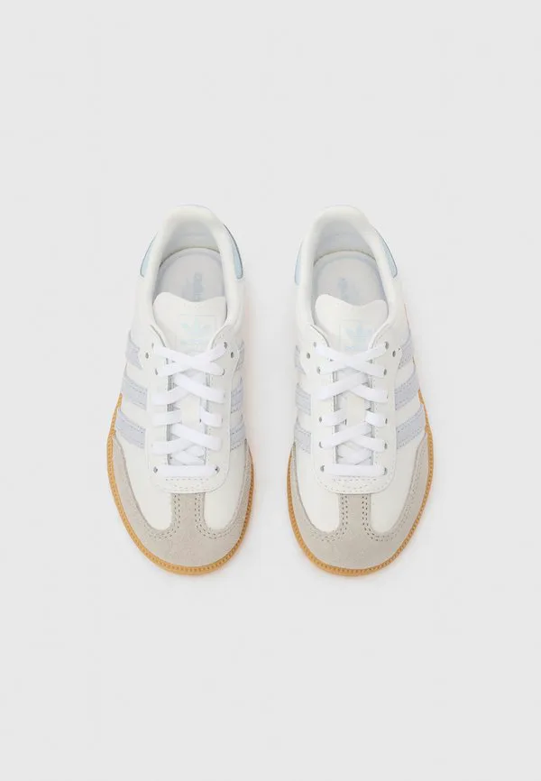 Коричневые кроссовки унисекс «самба» Adidas Originals, White/Crystal Sky/Clear Granite — фото 4