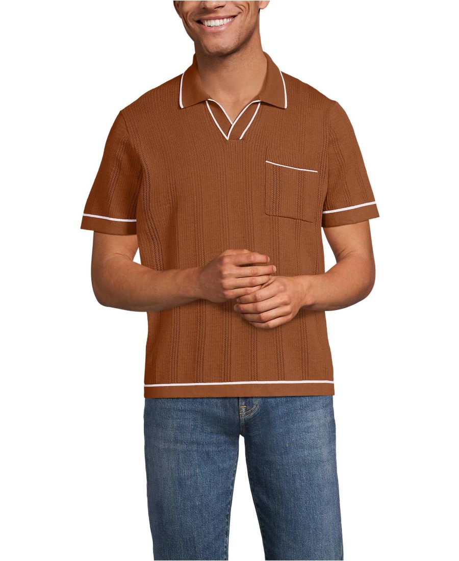 

Мужская футболка-поло с коротким рукавом и текстурированной отделкой Lands' End, Rich ginger brown, Коричневый, Мужская футболка-поло с коротким рукавом и текстурированной отделкой Lands' End, Rich ginger brown