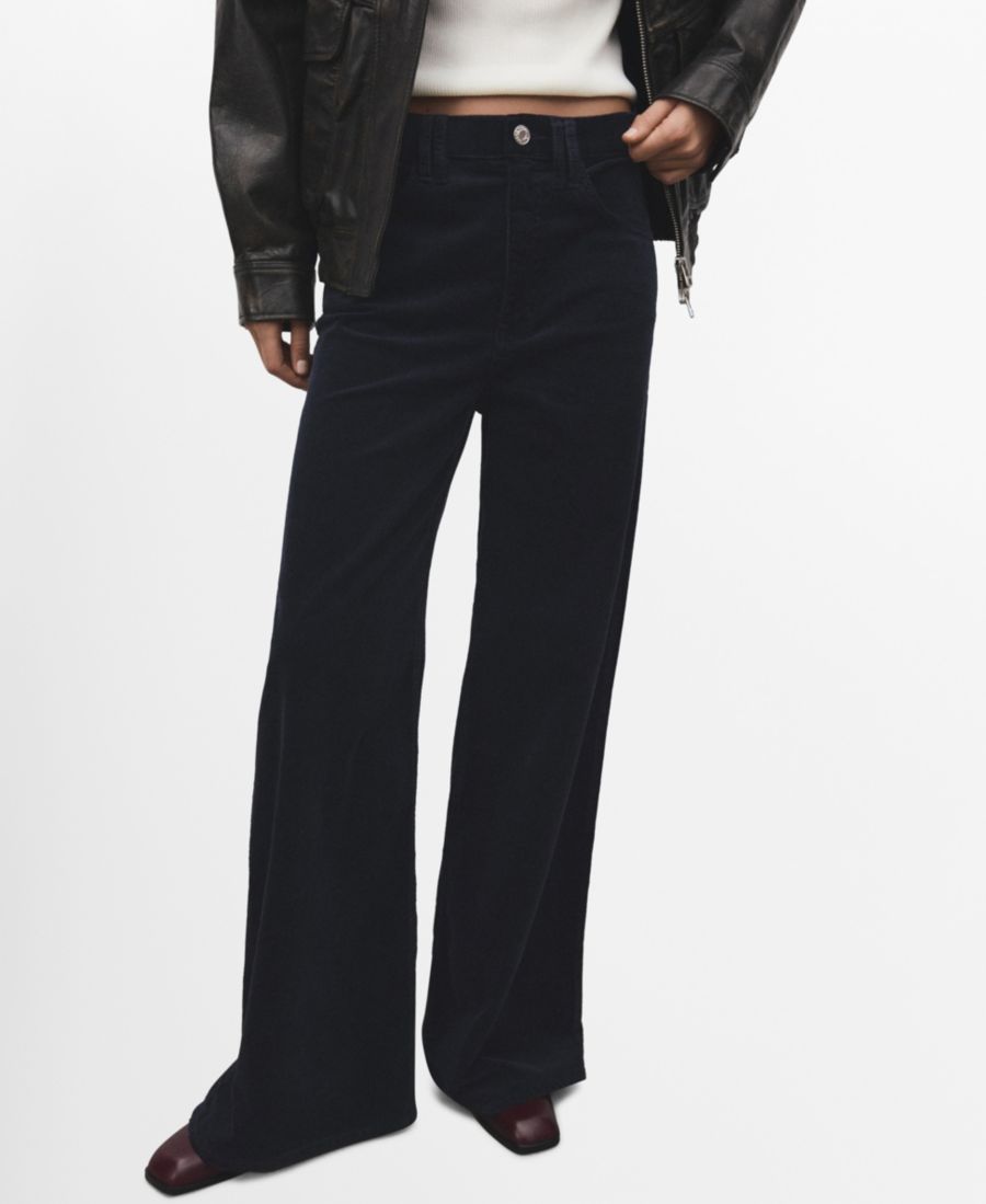 

Женские вельветовые джинсы с широкими штанинами MANGO, Navy
