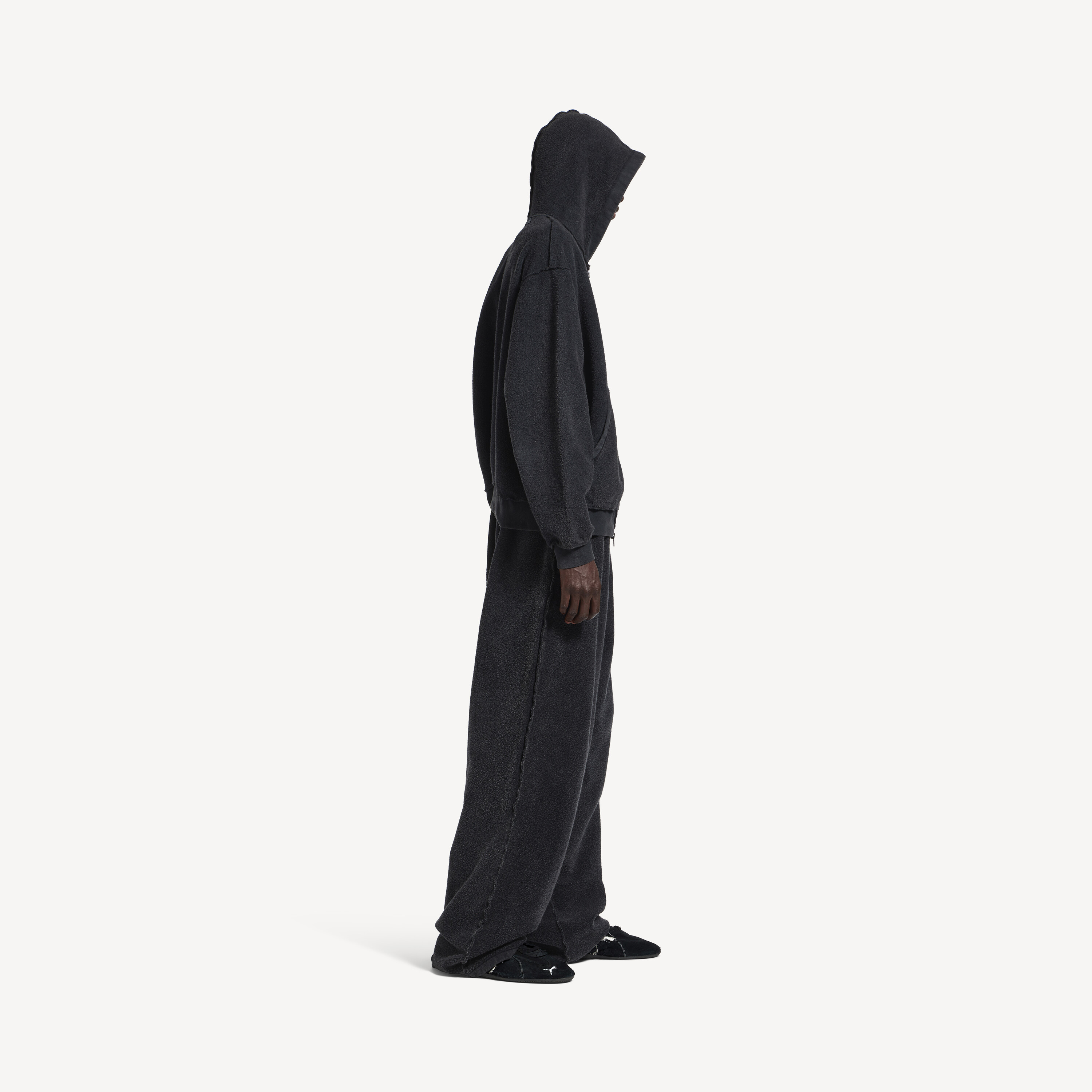 Толстовка Balenciaga 3b Sports Icon Inside-Out Zip-Up, выцветший черный — фото 3