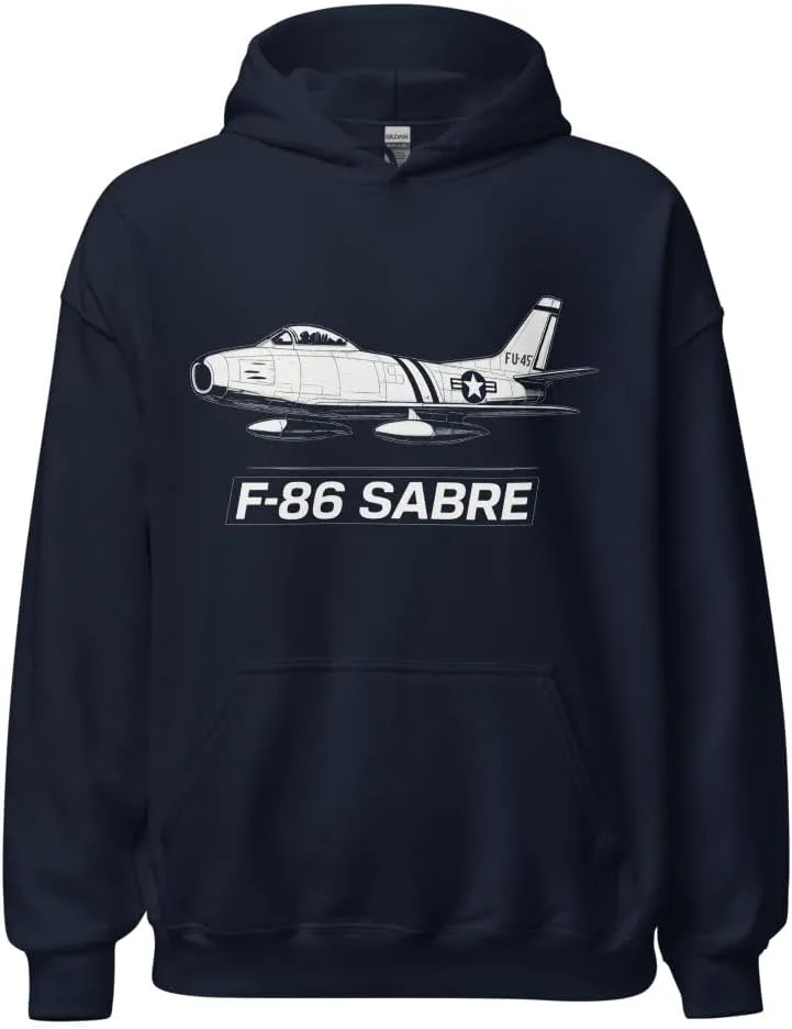 Толстовка F-86 Sabre - худи с историческим американским истребителем для поклонников авиации Generic, темно-синий