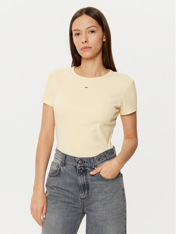 

Футболка узкого кроя Tommy Jeans, бежевый
