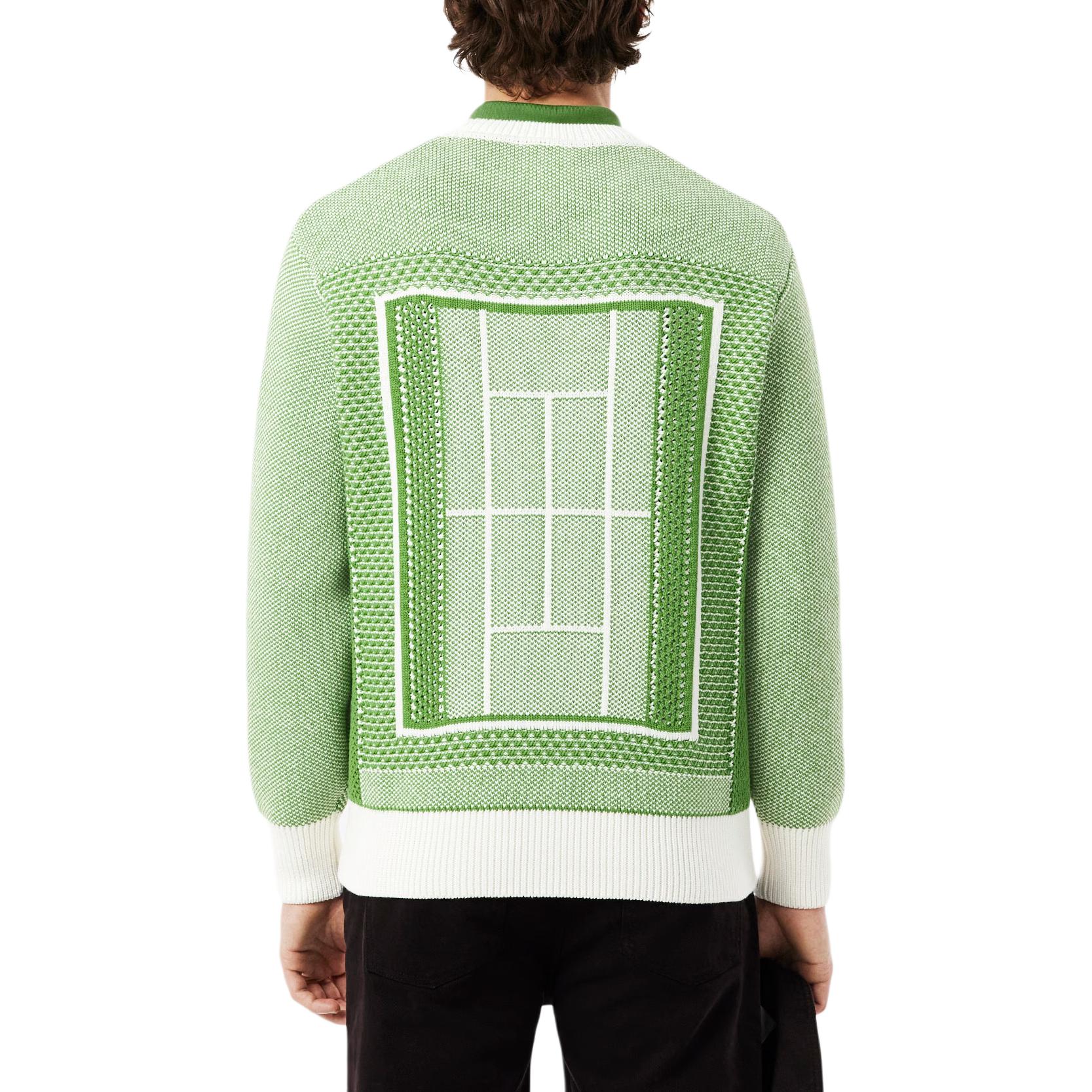 Lacoste Трикотаж мужской Crew Neck Moderate, с круглым вырезом, Grass зеленый/белый — фото 4