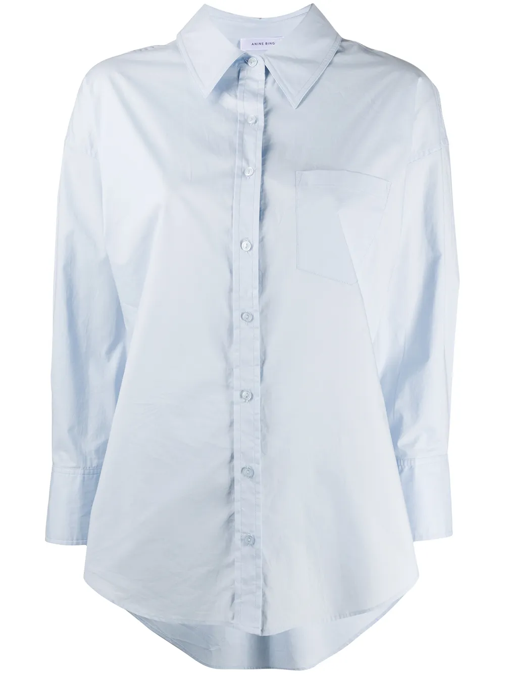 

Рубашка с асимметричным подолом и длинными рукавами Anine Bing, синий