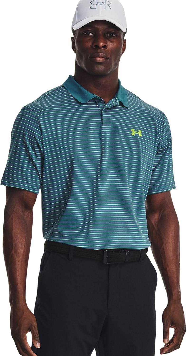 

Under Armour Unisex-Adult Men's Ua Matchplay Stripe Polo, Static Blue/Rebel Pink/Lime Surge