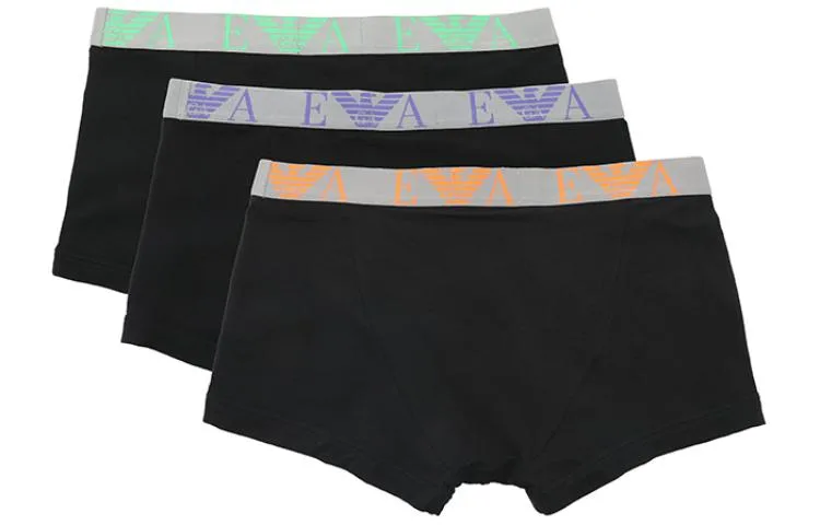 Трусы с логотипом на поясе, набор из 3 штук EMPORIO ARMANI, 3 Pack (Black)