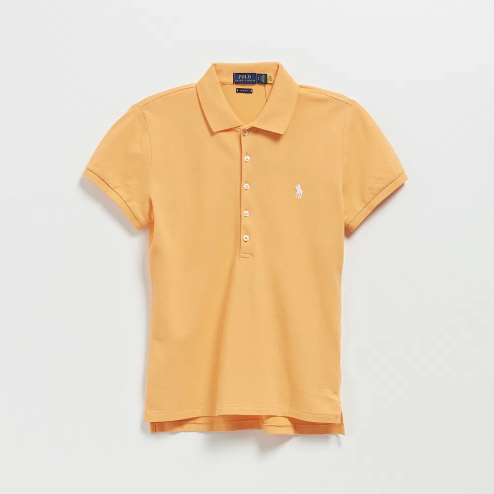 Женская приталенная рубашка-поло светло-оранжевого цвета от Polo Ralph Lauren