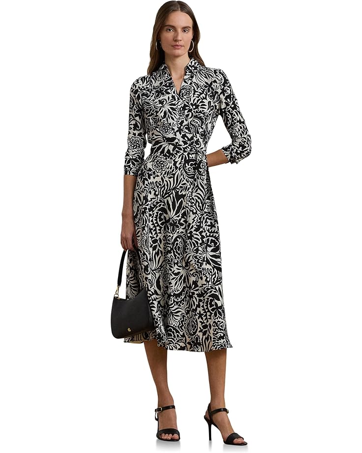 

Платье Lauren Ralph Lauren Floral Crepe Midi Dress, цвет Cream/Black