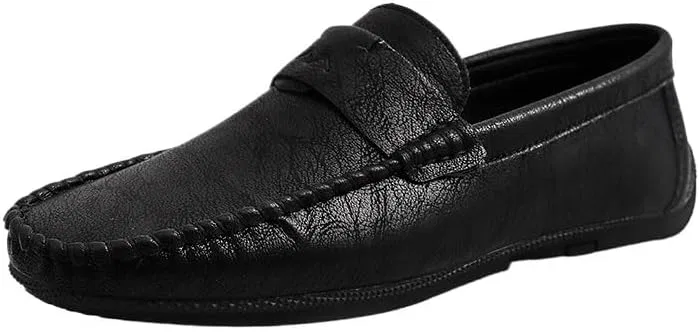 Лоферы кожаные Mens Faux Leather Loafers, Black UOPYNE