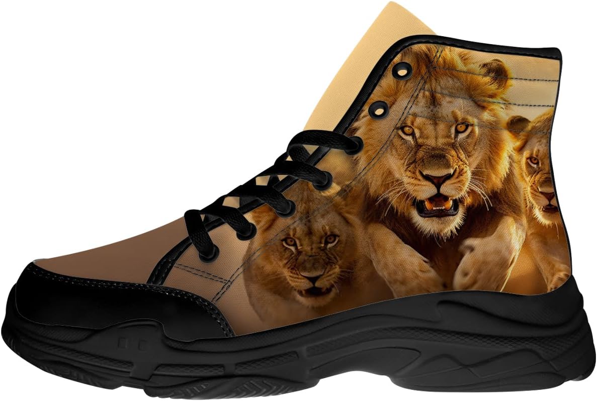 

Мужские высокие кеды Lion на шнуровке из холщовой ткани, подарки с изображением льва для него и для нее Quorax, 3101 Lions Brown
