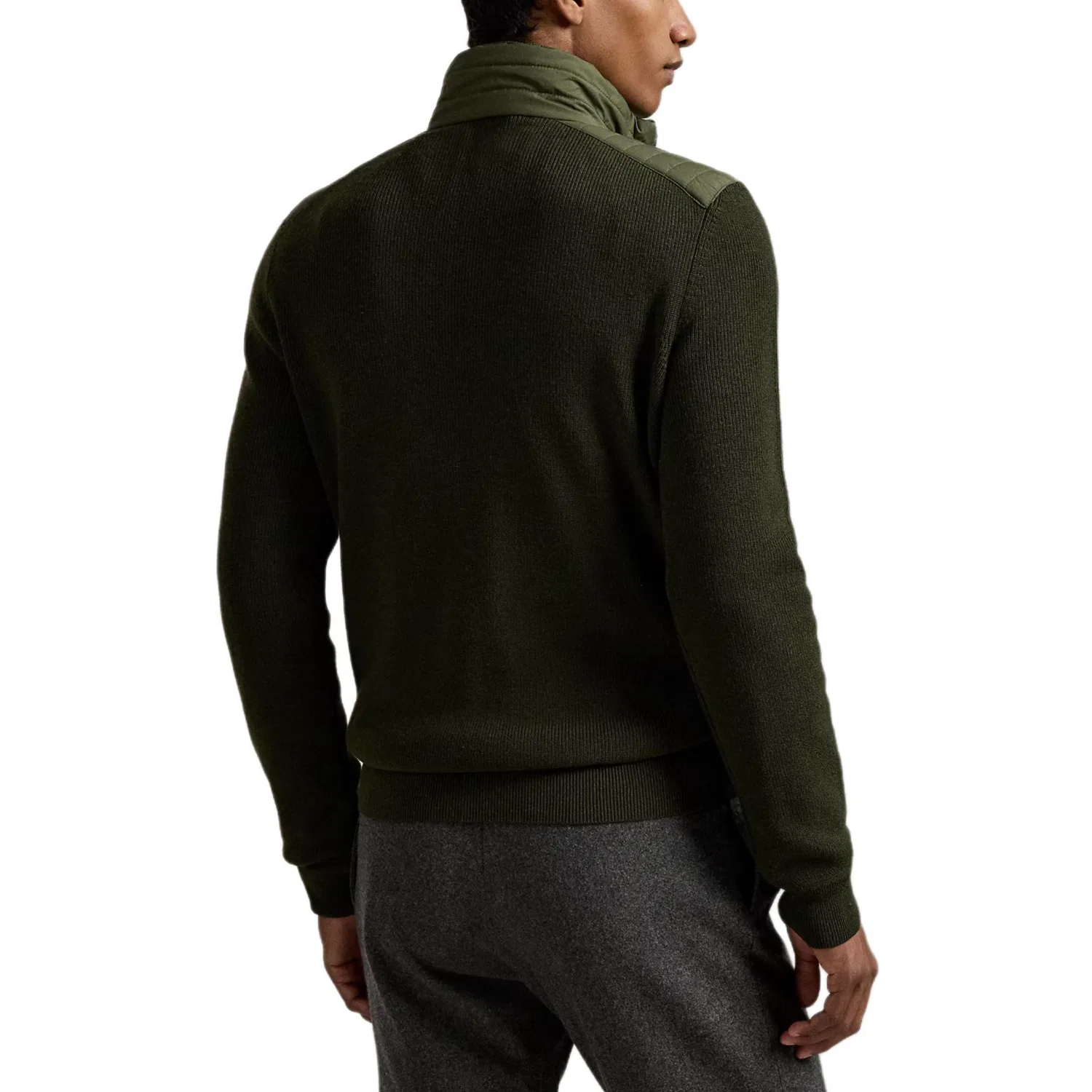 Свитер полузастегнутый на молнию с quilted-panel Polo Ralph Lauren, Olive Green Mixed Color — фото 3