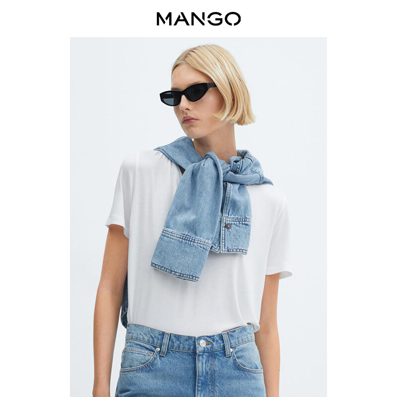 

Женская футболка Mango с v-образным вырезом, черный