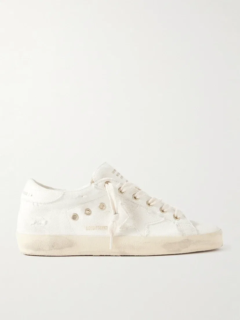 Супер-Стар поношенные кеды из канваса GOLDEN GOOSE, бежевый