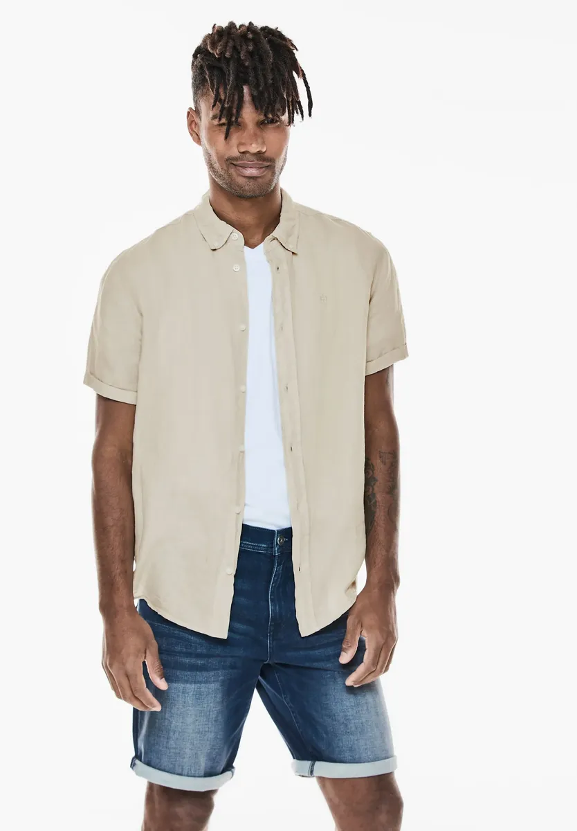 

STREET ONE МУЖСКАЯ льняная рубашка, с планкой на пуговицах Street One Men, цвет Beach Stone