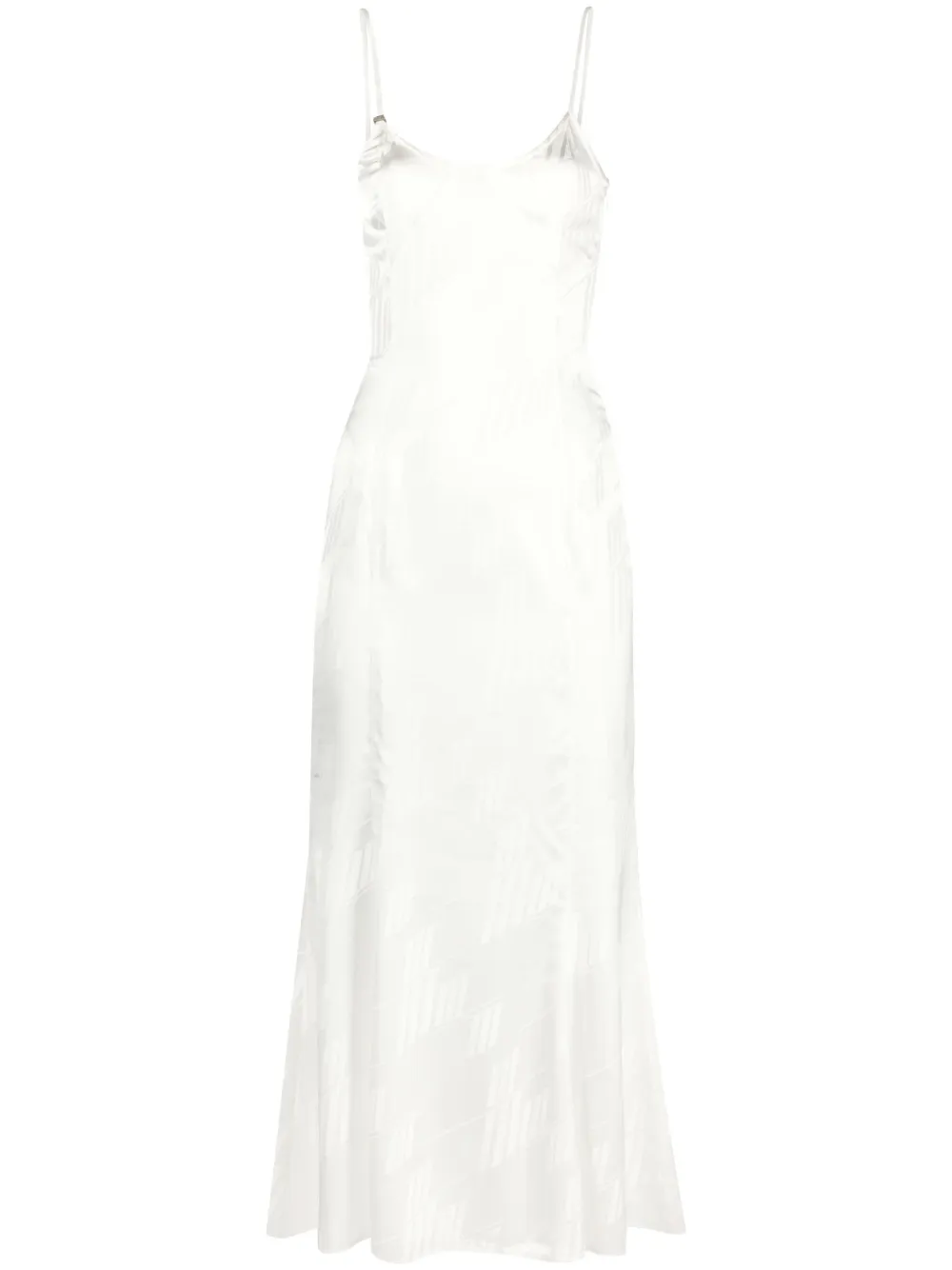 

Атласное платье миди с жаккардовым логотипом The Attico, белый