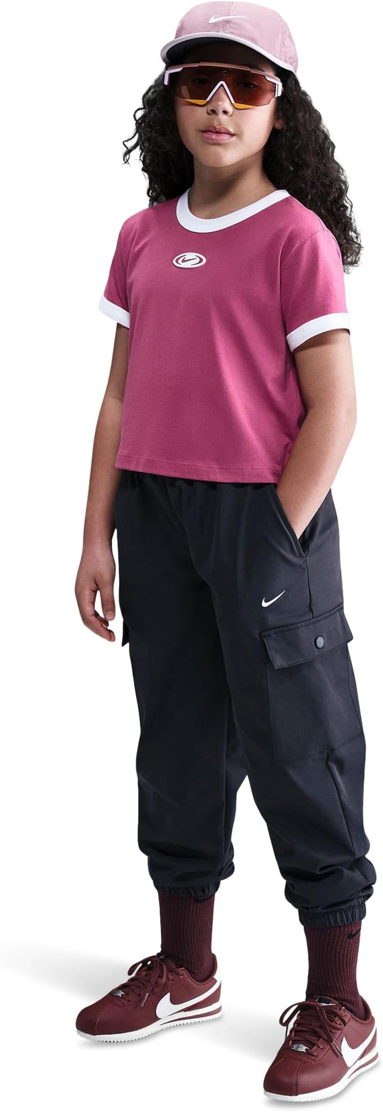 Футболка Nike Kids Sportswear Cropped T-shirt, цвет Sweet Beet 1 — фото 4