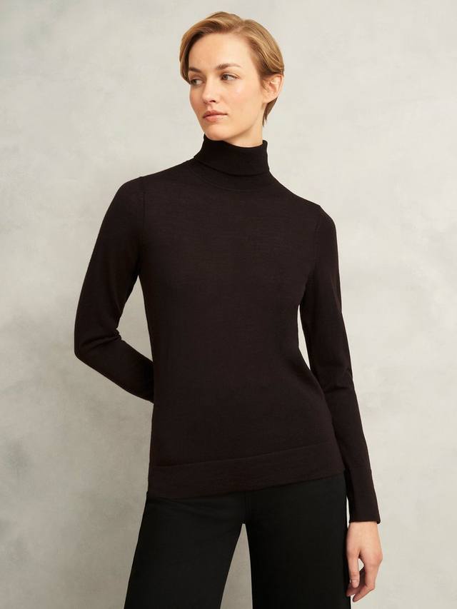 

Джемпер Lara с воротником-стойкой из чистой мериносовой шерсти Hobbs, Brown