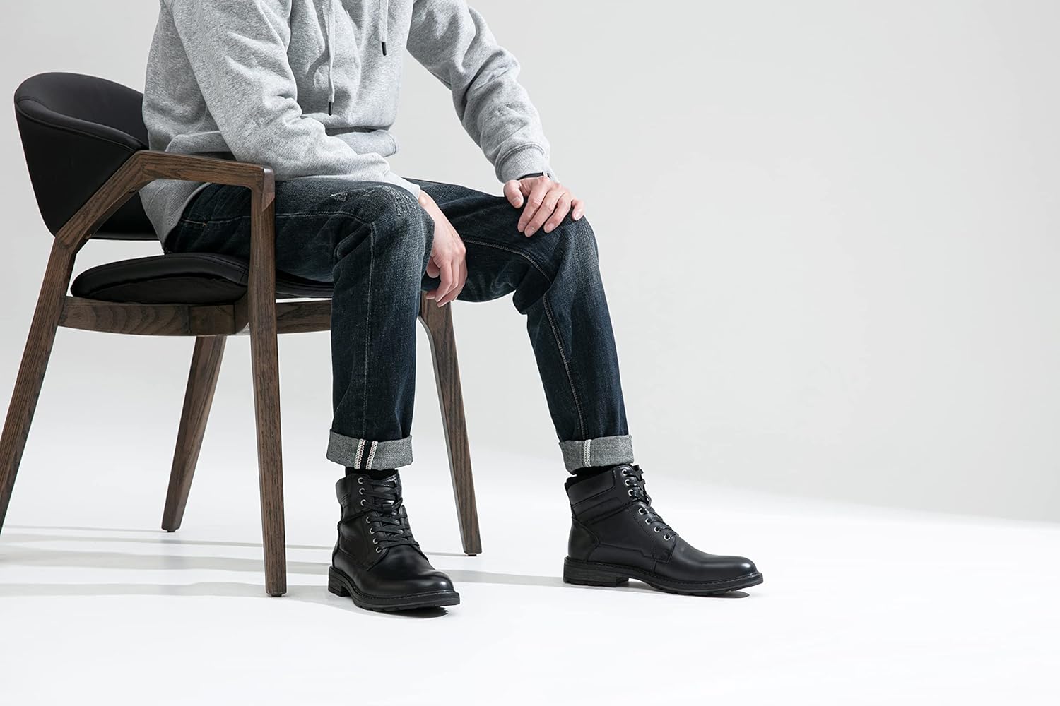 Мужские повседневные ботинки Jousen Chukka из кожи для делового стиля, черный — фото 2