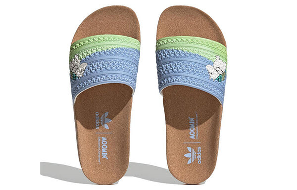 Тапочки adilette x moomin пробковые слайды Adidas, синий — фото 3
