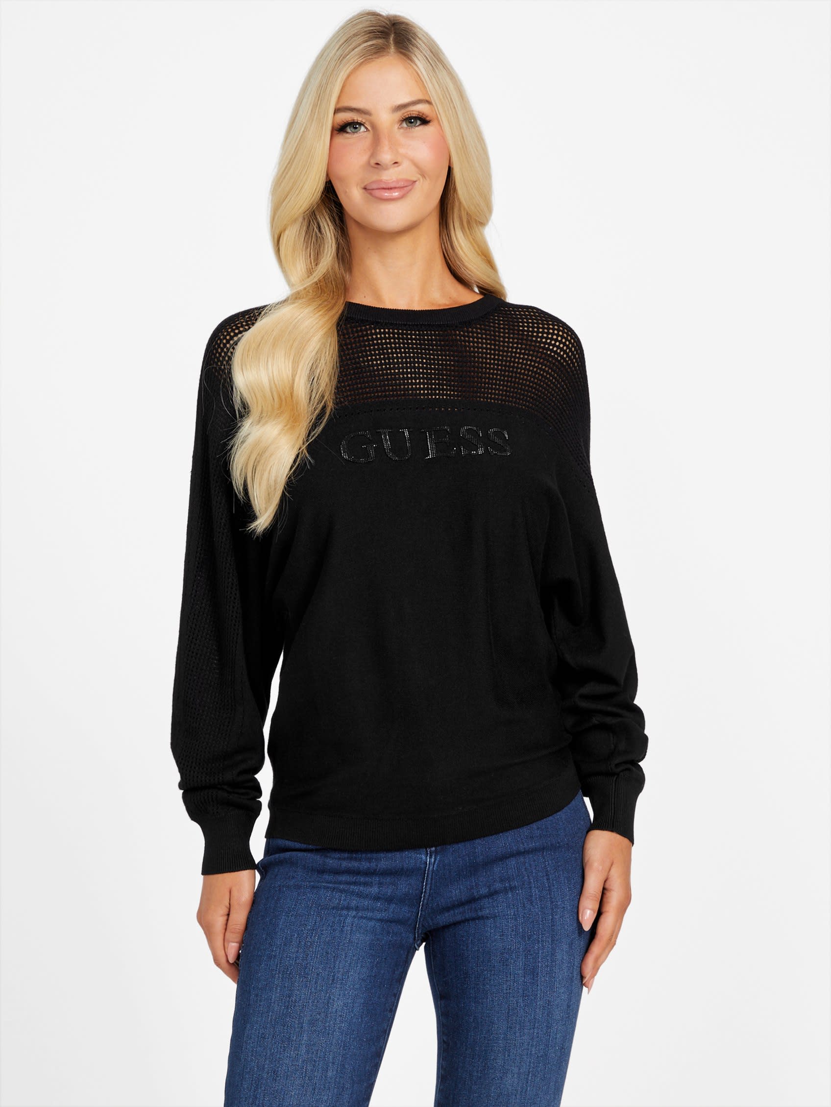 

Свитер с круглым вырезом Tina Crystal Guess Factory, черный