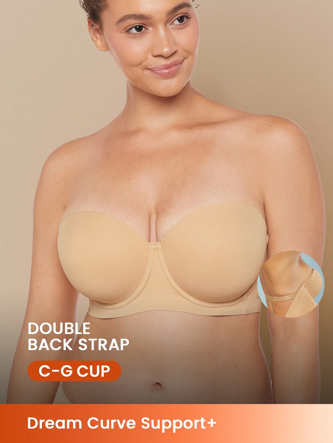 

Dream Curve Support+ Бюстгальтер пуш-ап без шнуровки Luvlette, абрикосовый