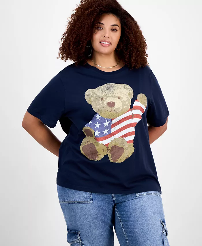 

Модная футболка Americana Teddy для полных Grayson Threads, The Label, синий