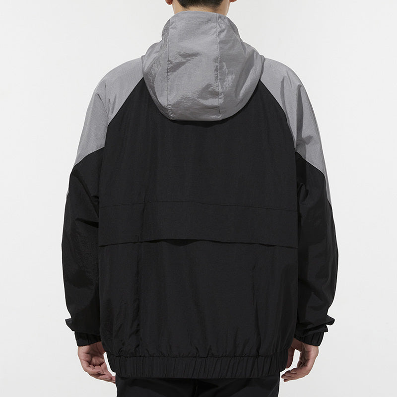 Куртка Men's adidas originals Contrasting Colors Raglan Sleeve Woven Hooded Jacket Black — фото 4