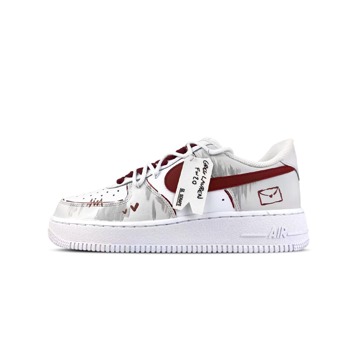 

Nike Кроссовки Air Force 1 BNK Blush Letter Low top Skateboard Unisex белые красные